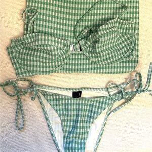 Triangl Mala Bikini in Green Check with pouch